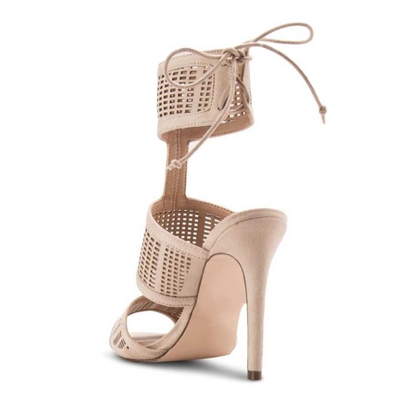 Nude Ankle Cuff Perforated High Heel Sandals - Picture 6 of 6